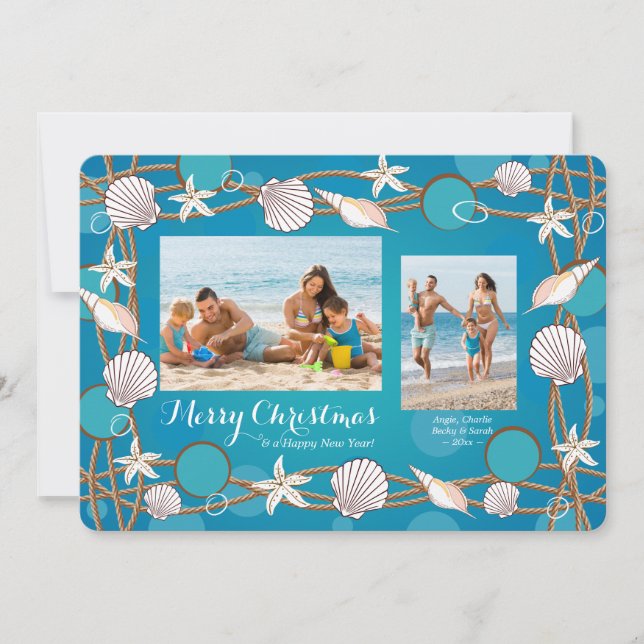 Sea Life Photo Frame Holiday Card (Front)