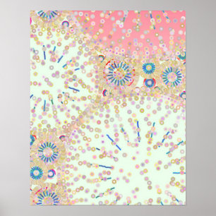 "Sea Life", pink, coral, blue Poster