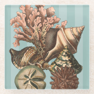 Sea Life Silhouette Glass Coaster