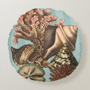 Sea Life Silhouette Round Cushion