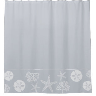 Sea Life Silhouettes (Coastal Grey) Shower Curtain