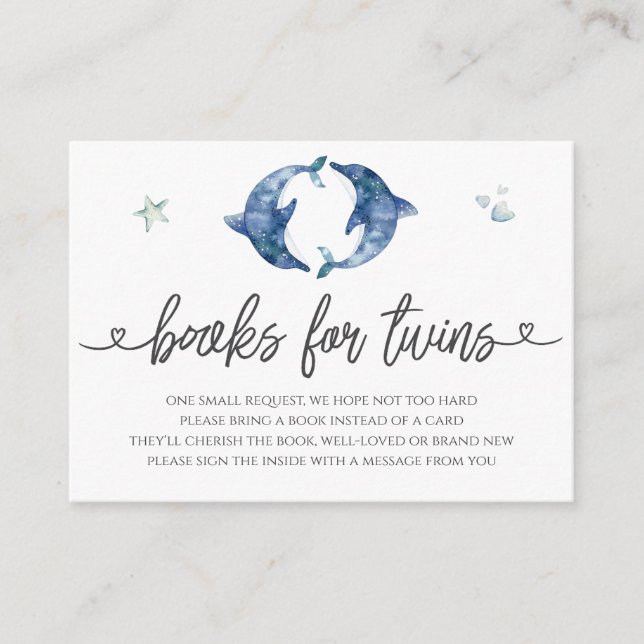 Sea Life Twins Baby Shower Books for Baby Enclosure Card (Front)
