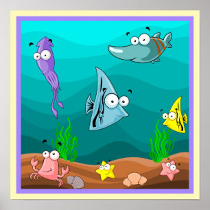 Sea Life Under the Sea Cute Cartoon Poster