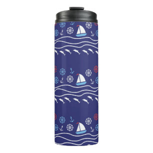 Sea Life: Vintage Seamless Pattern Thermal Tumbler