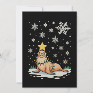 Sea Lion Animals Christmas Xmas Tree Holiday Card