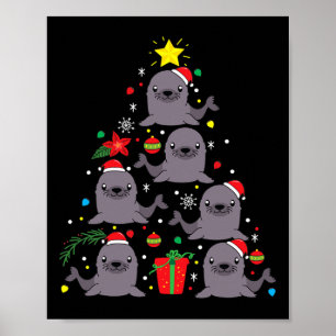 Sea Lion Christmas Ornament Tree Funny Cute Mum Da Poster