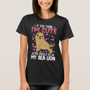 Sea Lion Heart Valentine's Day Animal For Womens K T-Shirt