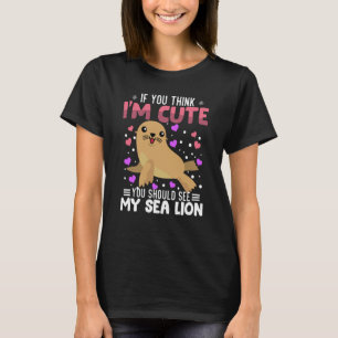 Sea Lion Heart Valentine's Day Animal For Womens K T-Shirt
