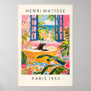 Sea Lion In Bathtub Funny Poster, Matisse Art, Pin Poster