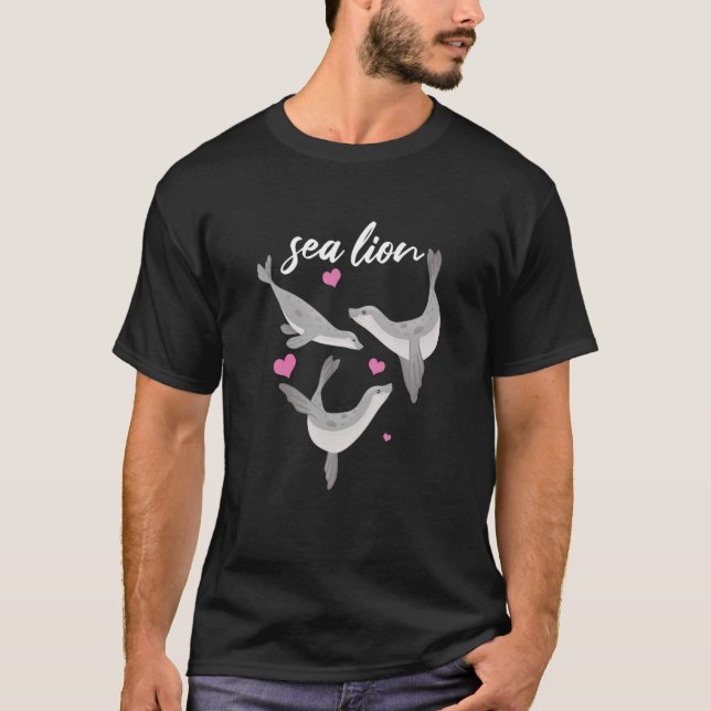 Sea Lion  Love Heart  Sea Lions   T-Shirt (Front)