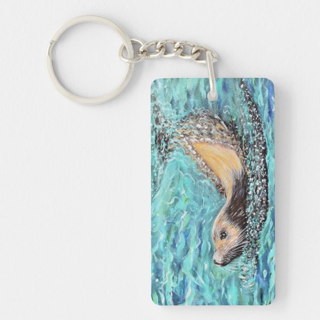 Sea Lion Painting  Key Ring (Front)