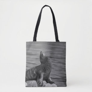 Sea Lion Perched on Rocks - Wildlife Photography Tote Bag