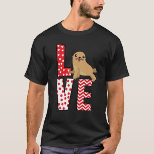 Sea Lion Valentines Day Love Valentine Cute Hearts T-Shirt