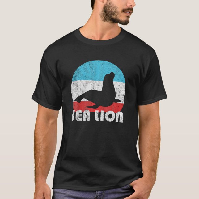 Sea Lion Vintage Retro Silhouette Gift T Shirt (Front)