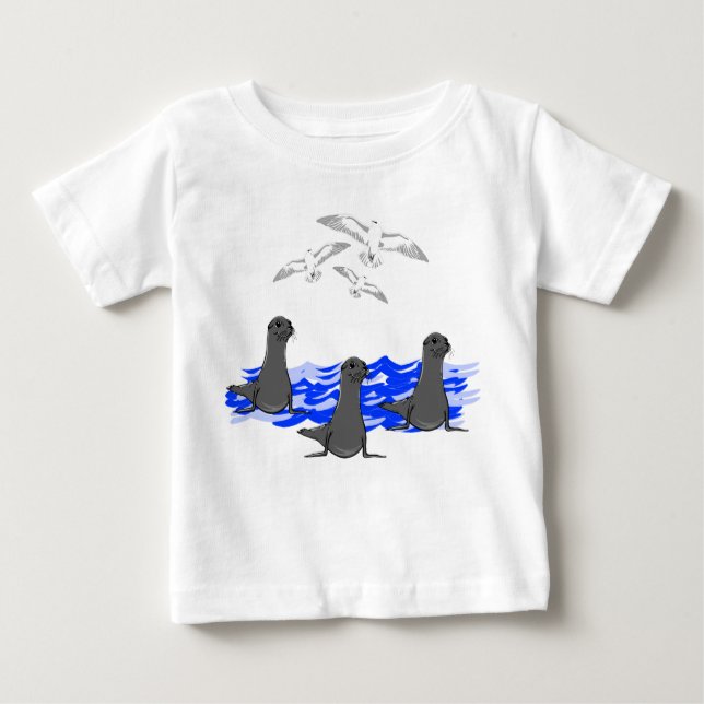 Sea Lions Ocean & Seagulls Toddler Tee (Front)