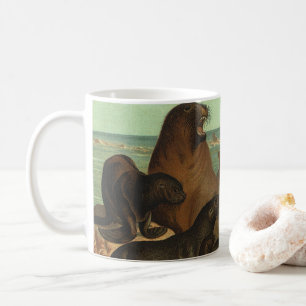 Sea Lions on the Beach, Vintage Marine Life Animal Coffee Mug