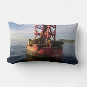 Sea Lions Relaxin on a Buoy in Dana Point Lumbar Cushion
