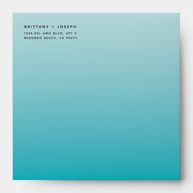 Sea Lions Teal Blue Modern Wedding Envelope (Front)