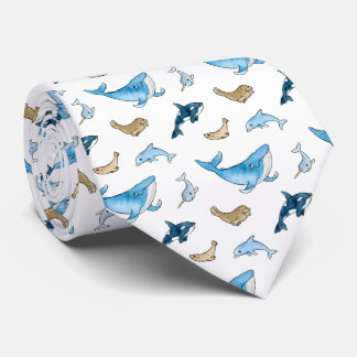 Sea mammals pattern tie