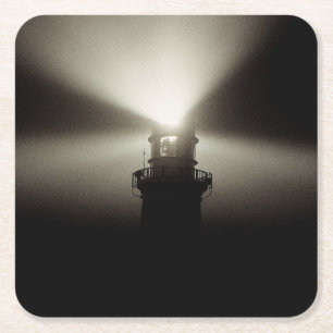 Sea Mist Galleyhead Lighthouse West Cork Ireland Square Paper Coaster