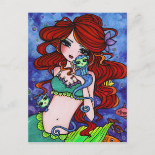 Sea Monkey Mermaid Fantasy Marine Art Postcard