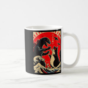Sea Monster And Cat Fighting Waves Japanese Men Wo Coffee Mug