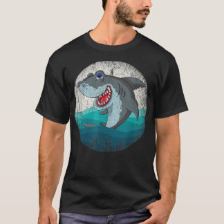 Sea Monster Aquarist Gift Ocean Animal Retro Shark T-Shirt