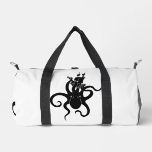 Sea Monster Blue and Black Kraken with Ship Duffle Bag
