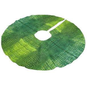 Sea Monster in Bright Green Faux Leather Linen Tree Skirt