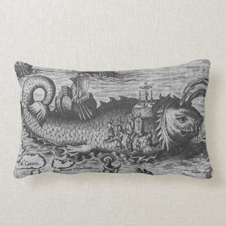 Sea Monster/Kraken Throw Pillow Black/White
