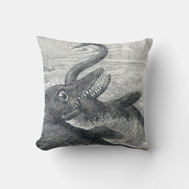 Sea Monster Vs. Sea Serpent Cushion (Front)