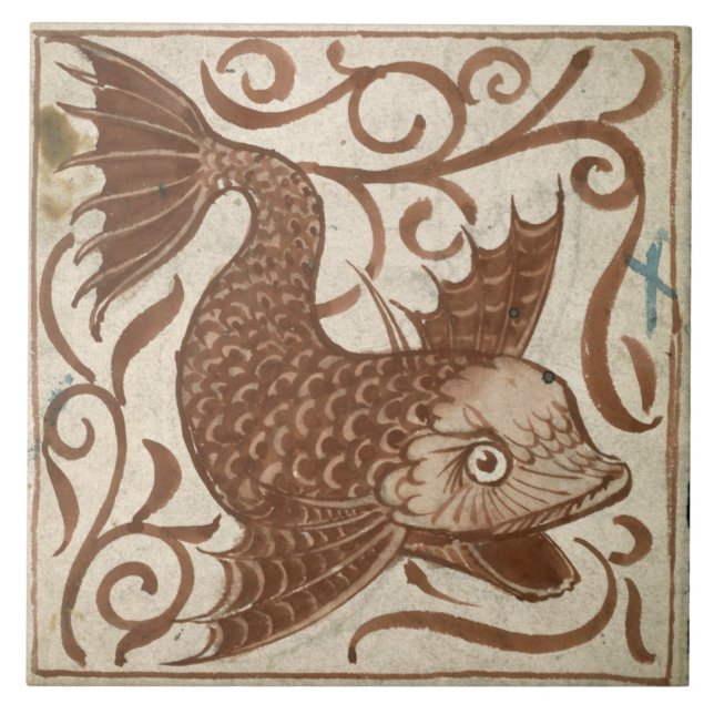 Sea Monster (w/c on paper) Ceramic Tile (Front)