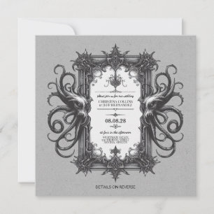 Sea Monster with QR Code Wedding Invitation