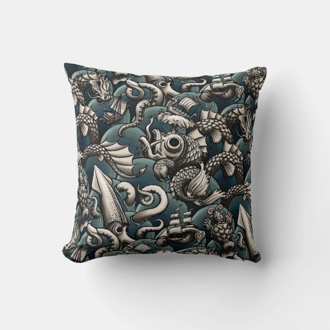 Sea Monsters Cushion (Front)