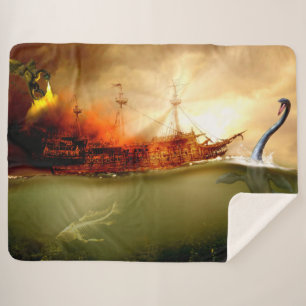 SEA MONSTERS SHERPA BLANKET