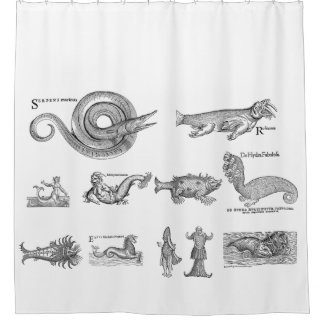 Sea monsters shower curtain