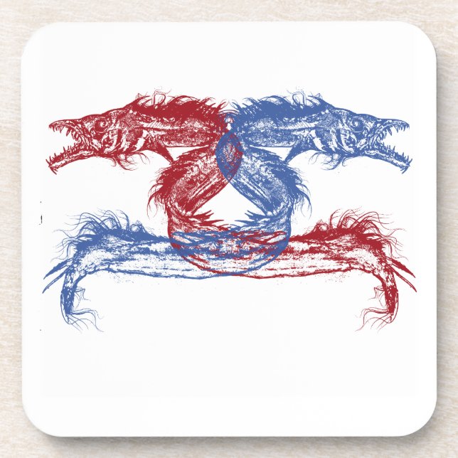 Sea Monsters With Your Choice Background Coaster (Front)