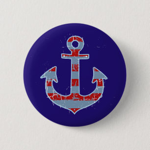 sea nautical sailor anchor 6 cm round badge