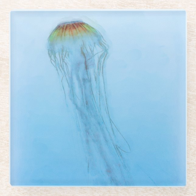 Sea Nettle Glass Coaster (Front)
