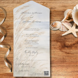 Sea Oats and Surf All in One Wedding Invite
