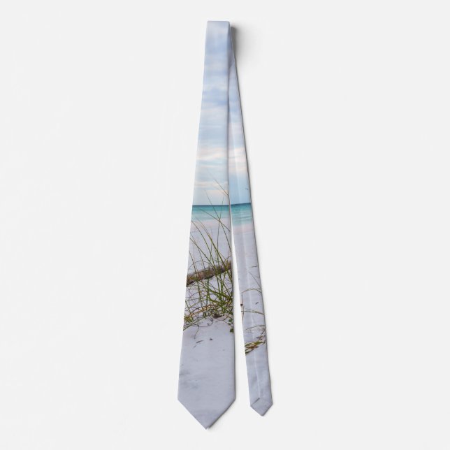 Sea Oats And White Sand Beach Morning Neck Tie (Front)