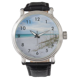 Sea Oats And White Sand Beach Morning Wrist Watch