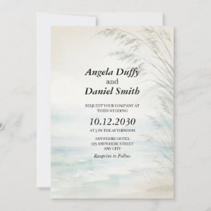Sea Oats Coastal Beachfront Romantic Invitation