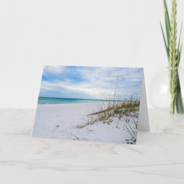 Sea Oats White Sand Beach Morning Greeting Card (Front)