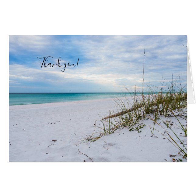 Sea Oats White Sand Beach Morning Thank U Card (Front Horizontal)