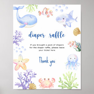 Sea ocean animals - Diaper raffle game Poster