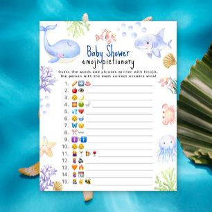 Sea ocean animals Emoji picture game baby shower