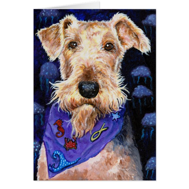 Sea Ocean Beach Airedale Terrier dog original imag (Front)