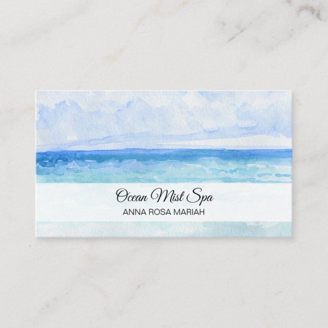 *~*  Sea Ocean Beach Spa Mindfulness Yoga Business Card (Front)
