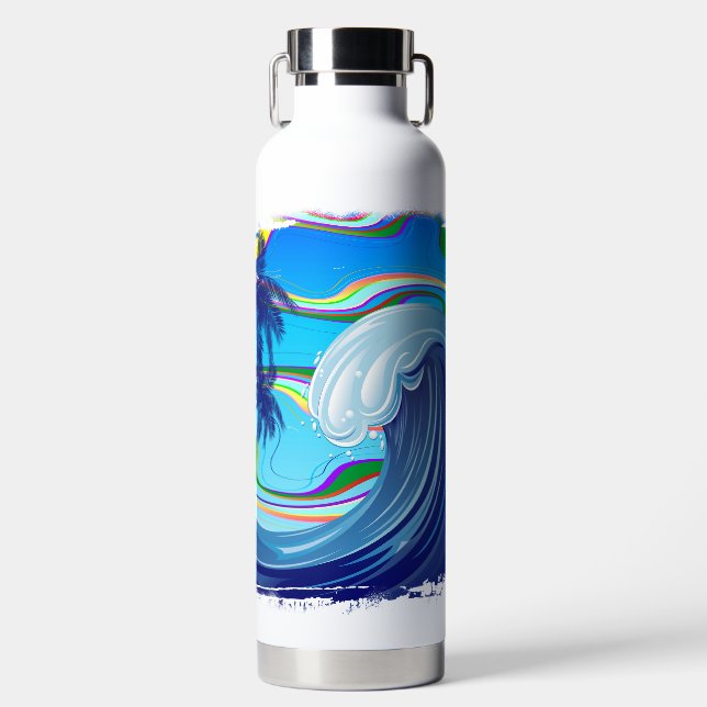 Sea Ocean big Wave Water  Bottle (Front)